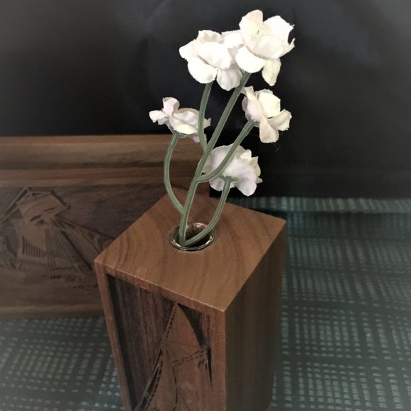 Nautical Desk Set Wooden - Postage Stamp Box, Vase and Letter or Napkin Holder - Picture 2 of 8